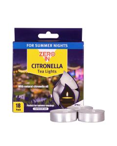 Zero In Citronella Tea Lights - 18 pack - Suitable for Garden Use