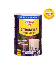 STV426 Zero In Citronella Pillar Candle - 38 Hours Burn Time for Outdoor Garden Use