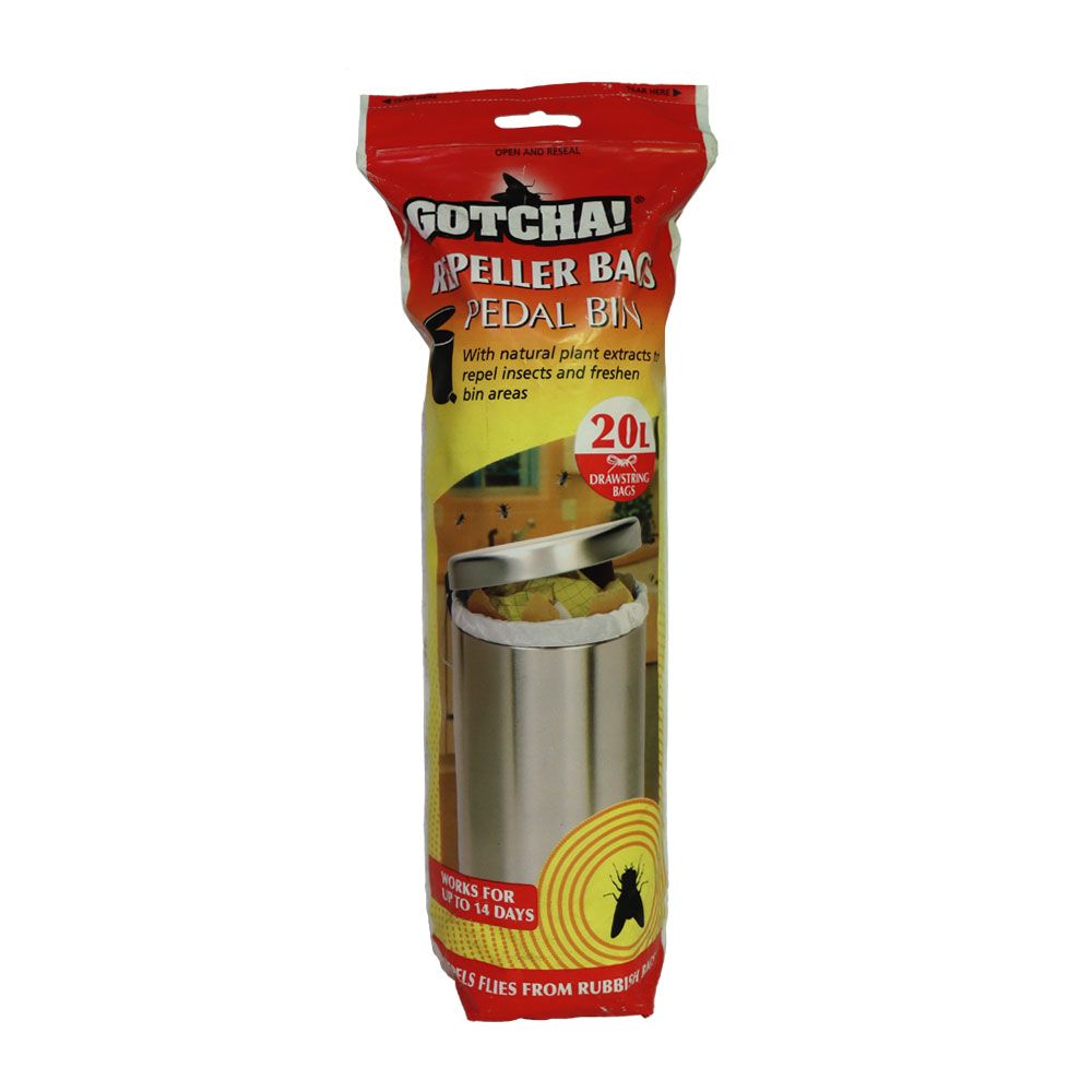 DP-STV320S Gotcha! Repeller Bin Bags 25 Pack 20L - Drawstring Fly Repelling Scented & Durable