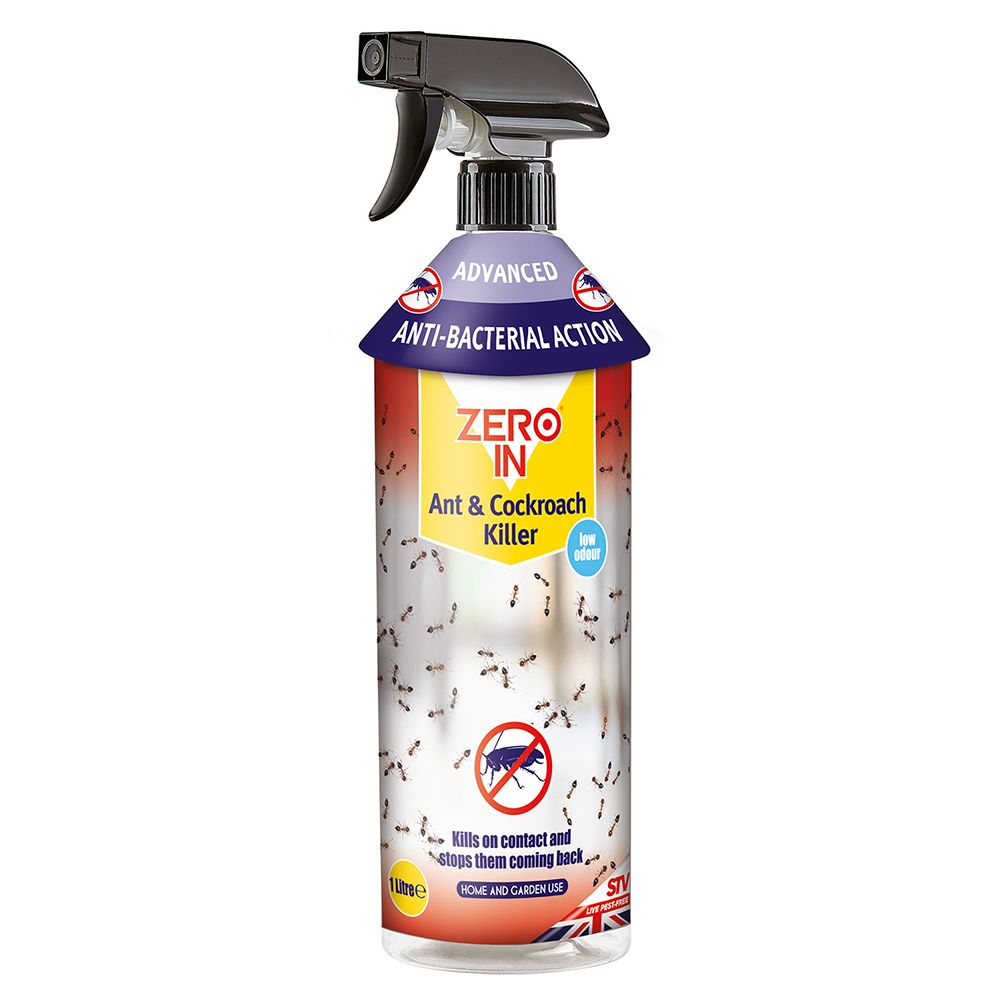Zero In Anti-Bacterial Ant & Cockroach Killer – 1L Spray, Controls Insects and Kills Germs