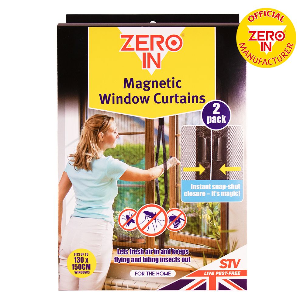 ZER234 Zero In Magnetic Window Insect Curtain 2 Pack - Effective Insect Barrier