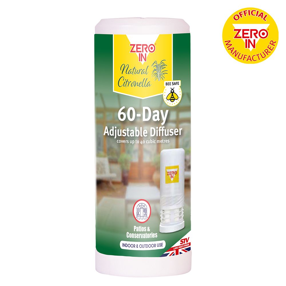 Zero In 60-Day Diffuser. Natural Citronella. Mosquito Repeller. Indoor and Outdoor Use.