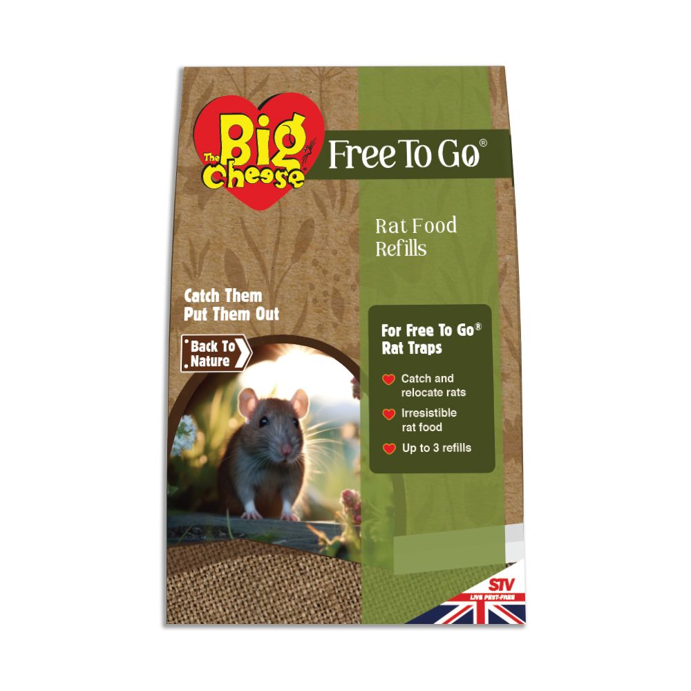 The Big Cheese Free To Go ® Rat Food Refills - 20g x 15, Humane and safe to use around pets and children