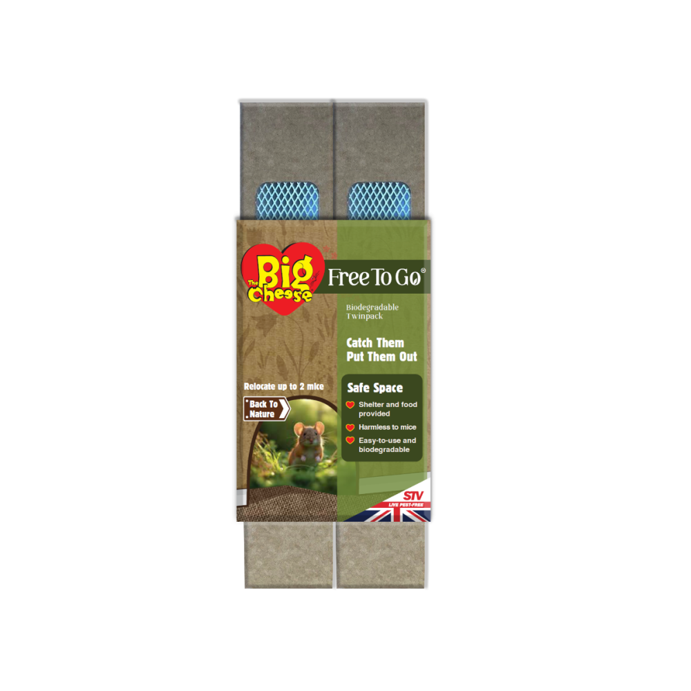 The Big Cheese Free To Go ® Biodegradable Mouse Trap - Twinpack, Humane and non-lethal biodegradable traps for safe capture of mice