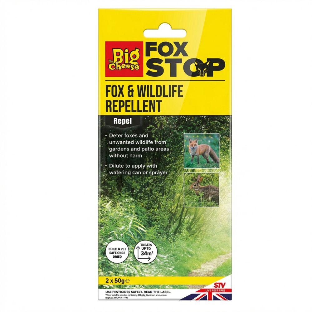 STV416 The Big Cheese Fox & Wildlife Repellent - 2x50g Sachets - Protects Gardens 