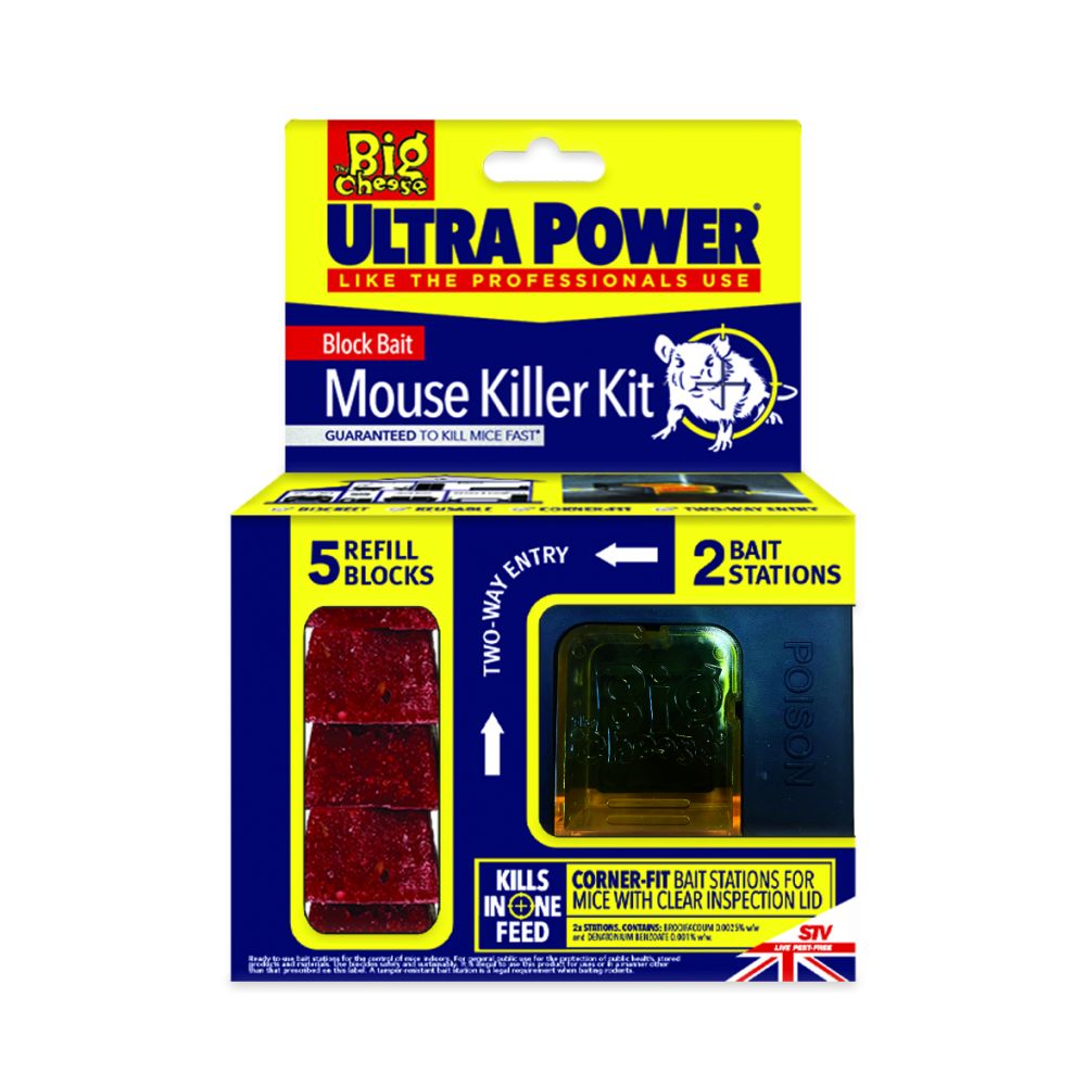 The Big Cheese Ultra Power Block Bait Mouse Killer Kit - Twinpack, Fast-Acting 