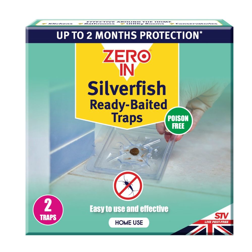 Zero In Silverfish Ready-Baited Traps - Twinpack, Natural Attractant , Poison-Free, Long-Lasting
