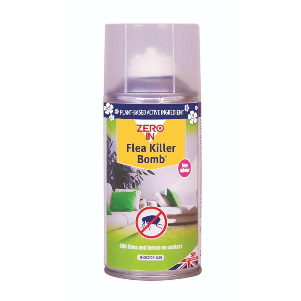 ZER027 Zero In Natural Insect Killer Flea Bomb - 150ml Aerosol - Treats Beds and Carpet