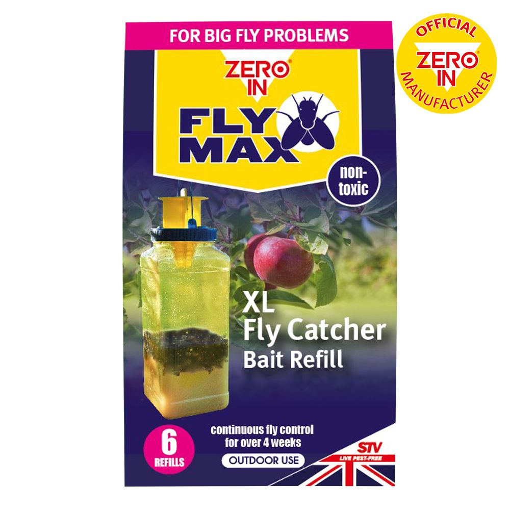 Zero In XL Fly Catcher Bait Refill Sachet - 6-Pack, Super Effective, Refillable Insect Attractant 