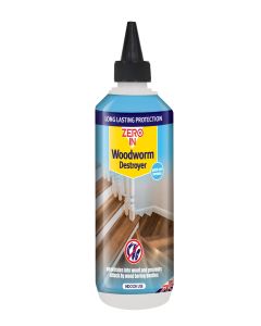 Zero In Woodworm Destroyer – 500ml. Wood Preservative. 