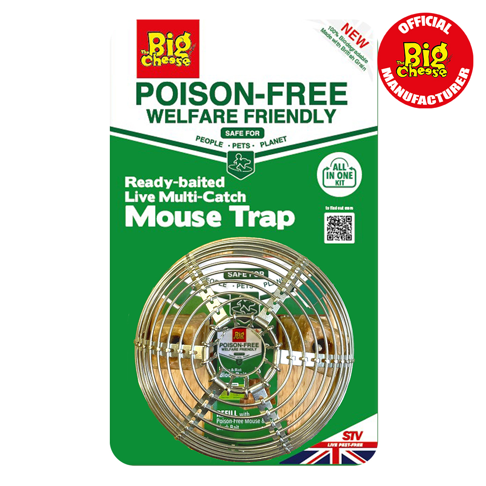The Big Cheese Ready-Baited Live Multi-Catch Mouse Trap - Silver,  Poison-Free, Safe Around Children and Pets