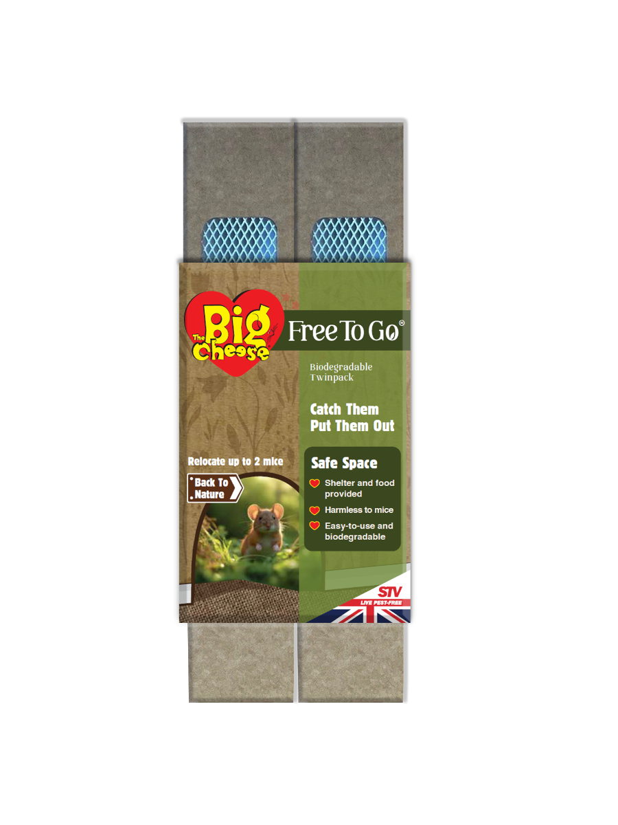 The Big Cheese Free To Go ® Biodegradable Mouse Trap - Twinpack, Humane and non-lethal biodegradable traps for safe capture of mice